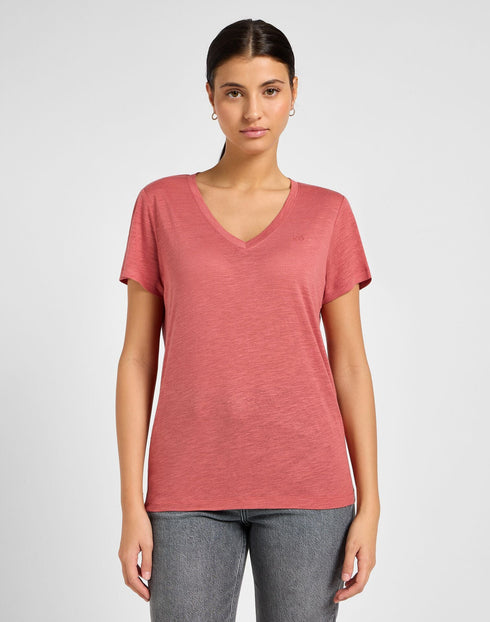 Lee Women's V-Neck T-Shirt in Cinnamon